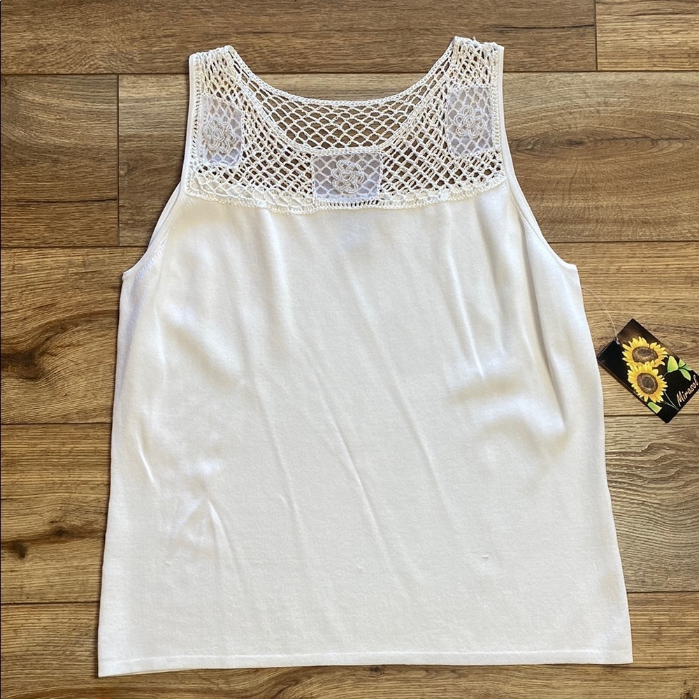 Mirasol vintage cottagecore crochettte beaded grandmacore tank top